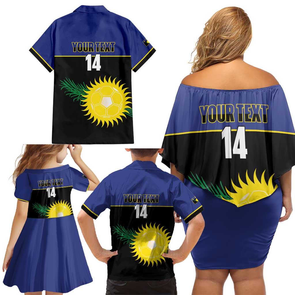 Custom Guadeloupe Football Family Matching Off Shoulder Short Dress and Hawaiian Shirt Allez Gwada Boys - Wonder Print Shop