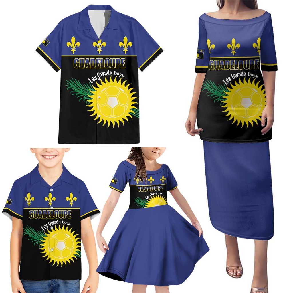 Custom Guadeloupe Football Family Matching Puletasi and Hawaiian Shirt Allez Gwada Boys - Wonder Print Shop