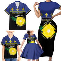 Custom Guadeloupe Football Family Matching Short Sleeve Bodycon Dress and Hawaiian Shirt Allez Gwada Boys - Wonder Print Shop