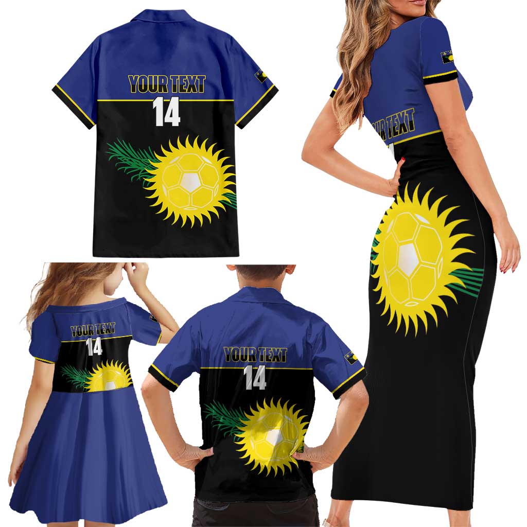 Custom Guadeloupe Football Family Matching Short Sleeve Bodycon Dress and Hawaiian Shirt Allez Gwada Boys - Wonder Print Shop