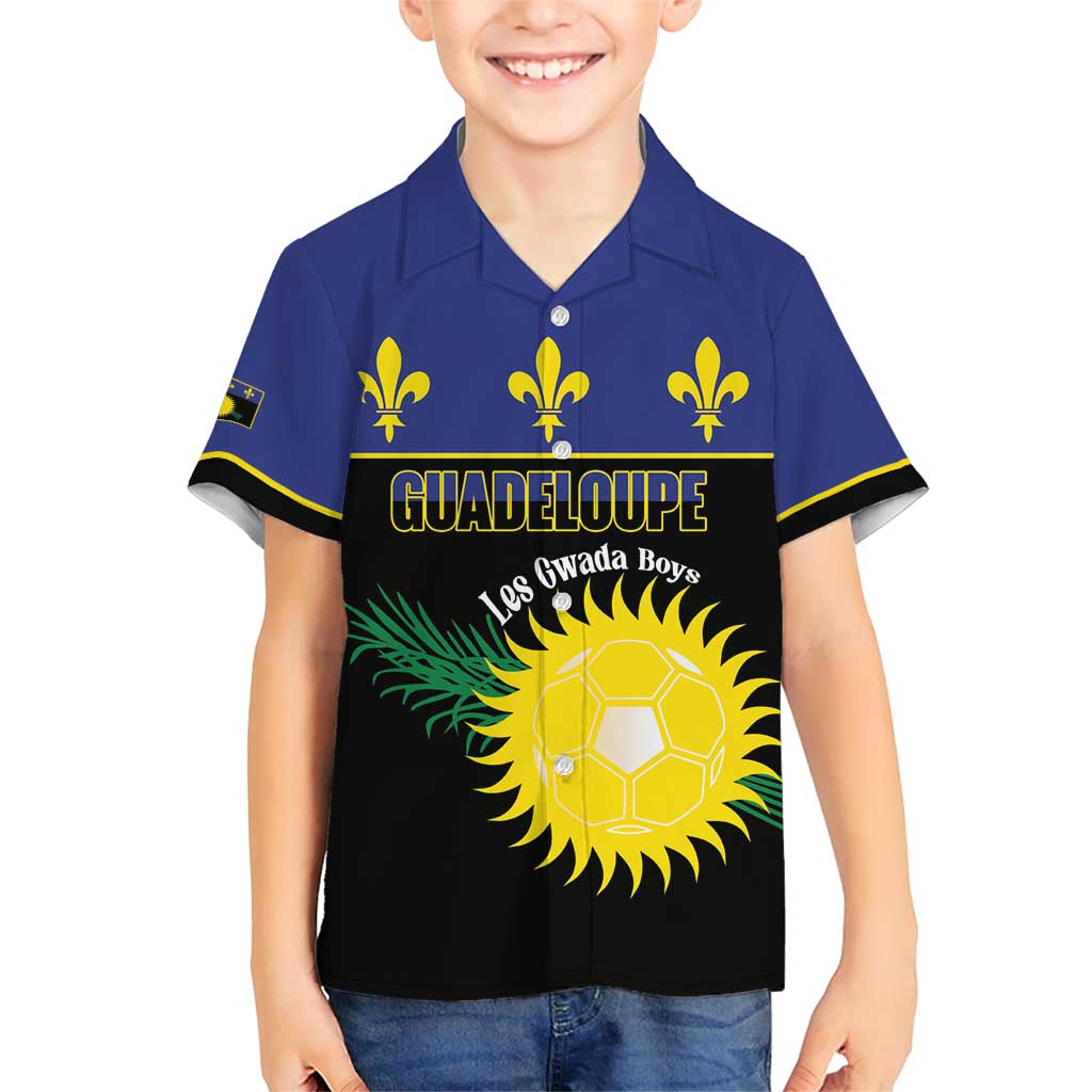 Custom Guadeloupe Football Family Matching Short Sleeve Bodycon Dress and Hawaiian Shirt Allez Gwada Boys - Wonder Print Shop
