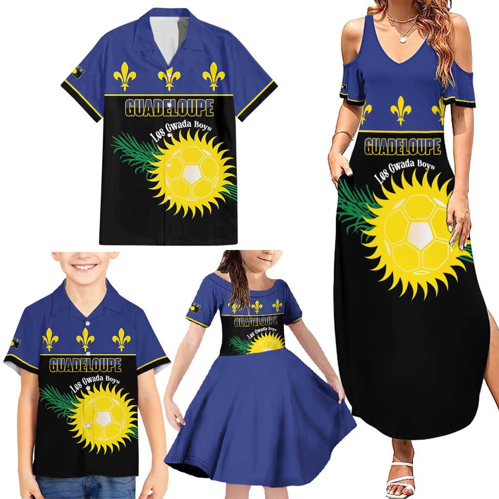 Custom Guadeloupe Football Family Matching Summer Maxi Dress and Hawaiian Shirt Allez Gwada Boys - Wonder Print Shop