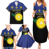 Custom Guadeloupe Football Family Matching Summer Maxi Dress and Hawaiian Shirt Allez Gwada Boys - Wonder Print Shop
