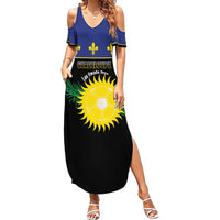 Custom Guadeloupe Football Family Matching Summer Maxi Dress and Hawaiian Shirt Allez Gwada Boys - Wonder Print Shop