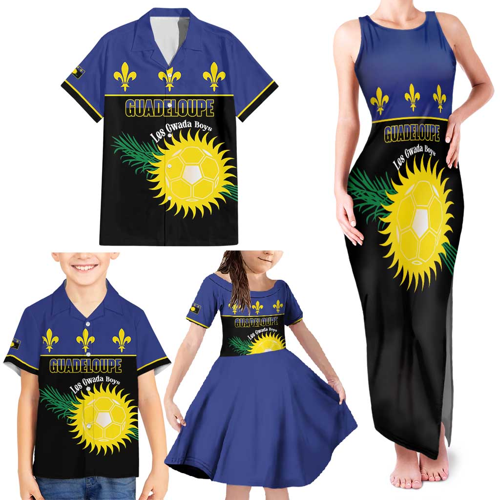 Custom Guadeloupe Football Family Matching Tank Maxi Dress and Hawaiian Shirt Allez Gwada Boys - Wonder Print Shop