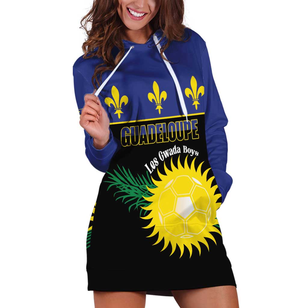 Custom Guadeloupe Football Hoodie Dress Allez Gwada Boys - Wonder Print Shop