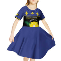 Custom Guadeloupe Football Kid Short Sleeve Dress Allez Gwada Boys - Wonder Print Shop