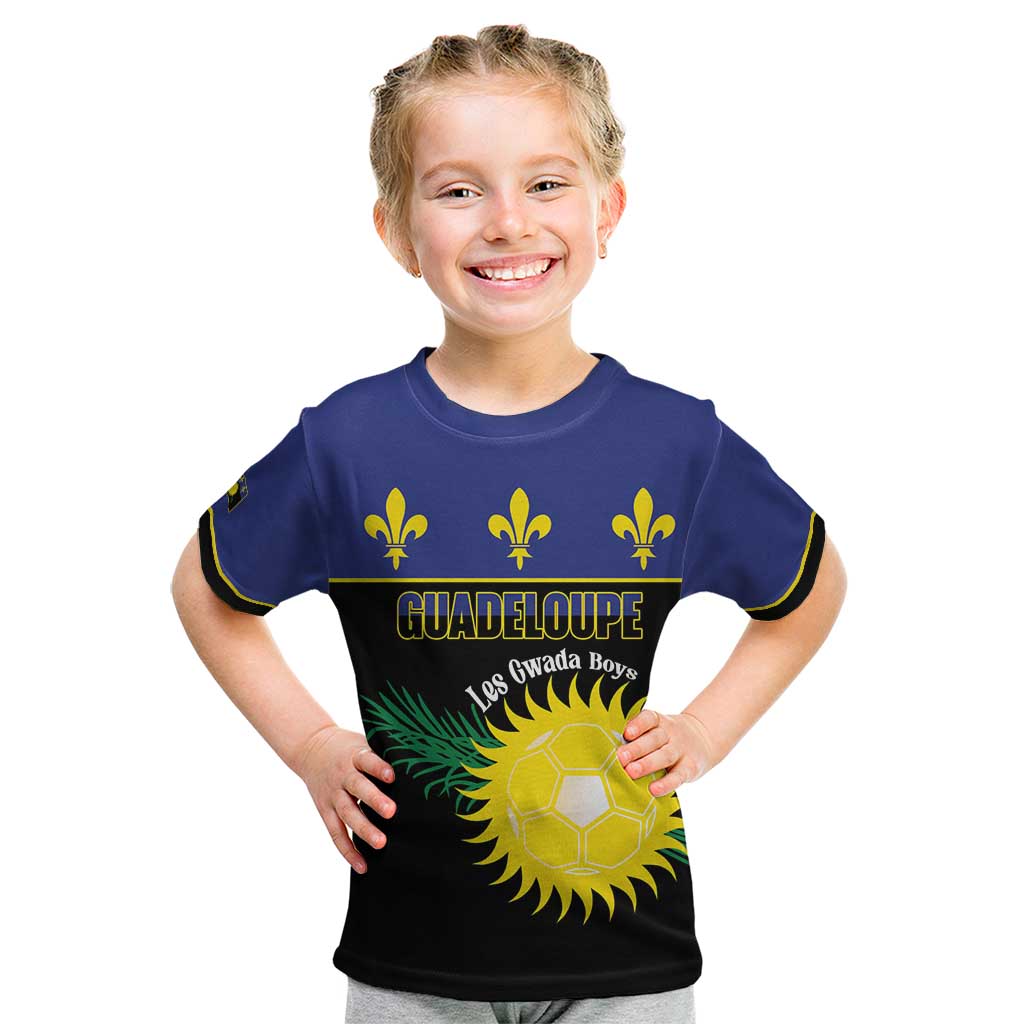 Custom Guadeloupe Football Kid T Shirt Allez Gwada Boys - Wonder Print Shop