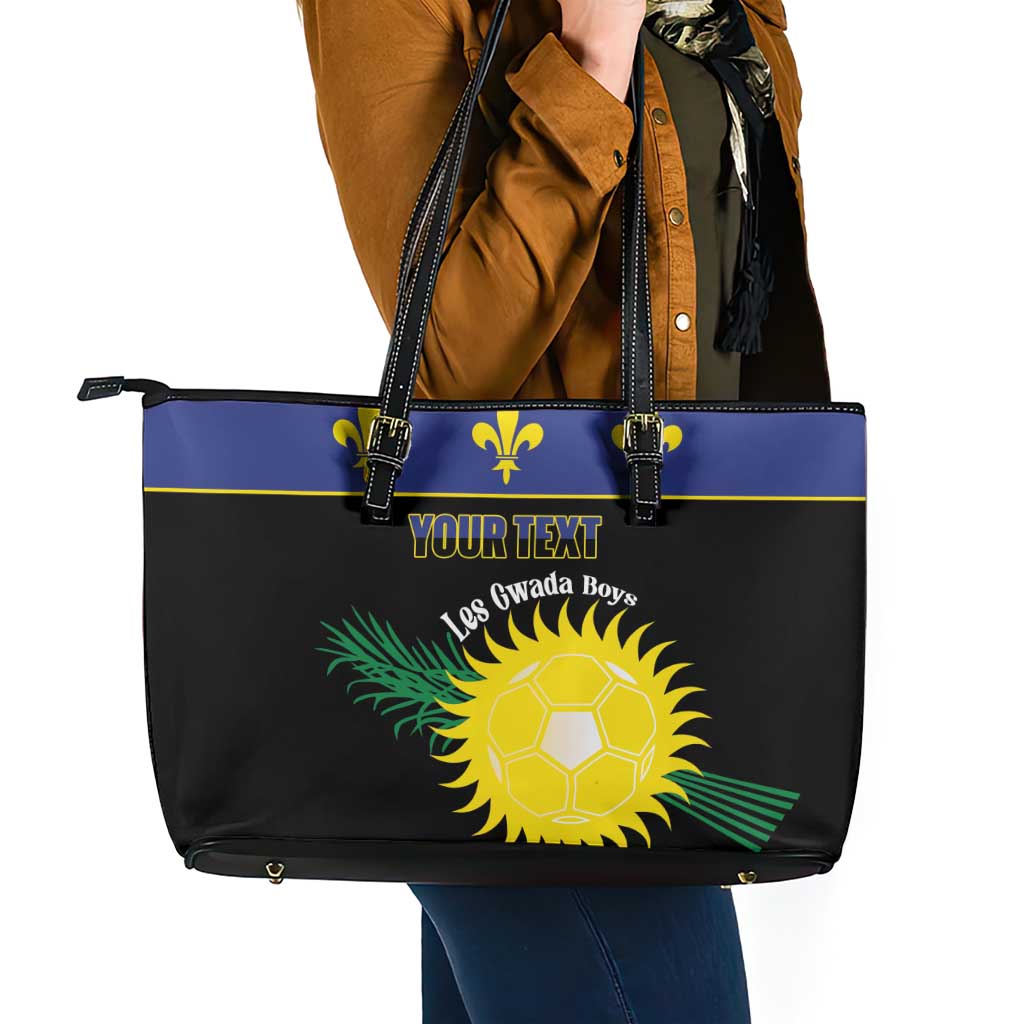 Custom Guadeloupe Football Leather Tote Bag Allez Gwada Boys - Wonder Print Shop