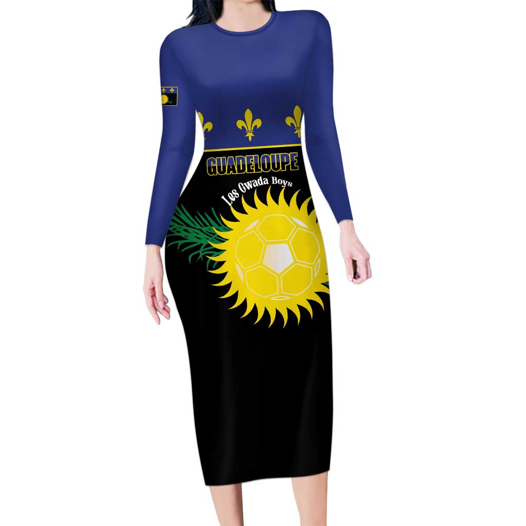 Custom Guadeloupe Football Long Sleeve Bodycon Dress Allez Gwada Boys - Wonder Print Shop