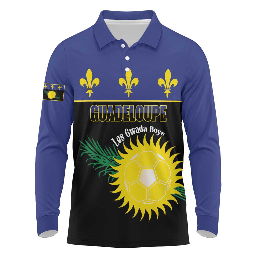 Custom Guadeloupe Football Long Sleeve Polo Shirt Allez Gwada Boys - Wonder Print Shop
