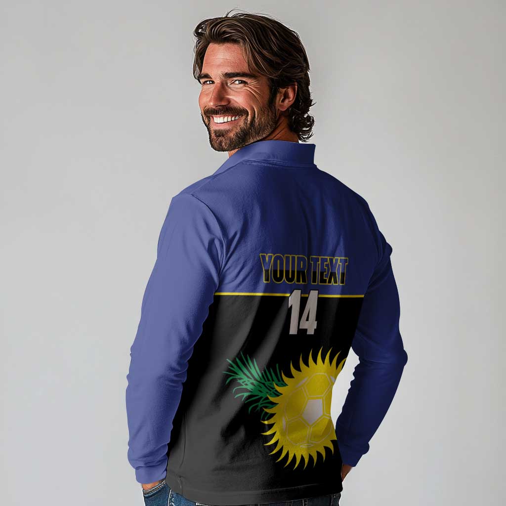 Custom Guadeloupe Football Long Sleeve Polo Shirt Allez Gwada Boys - Wonder Print Shop