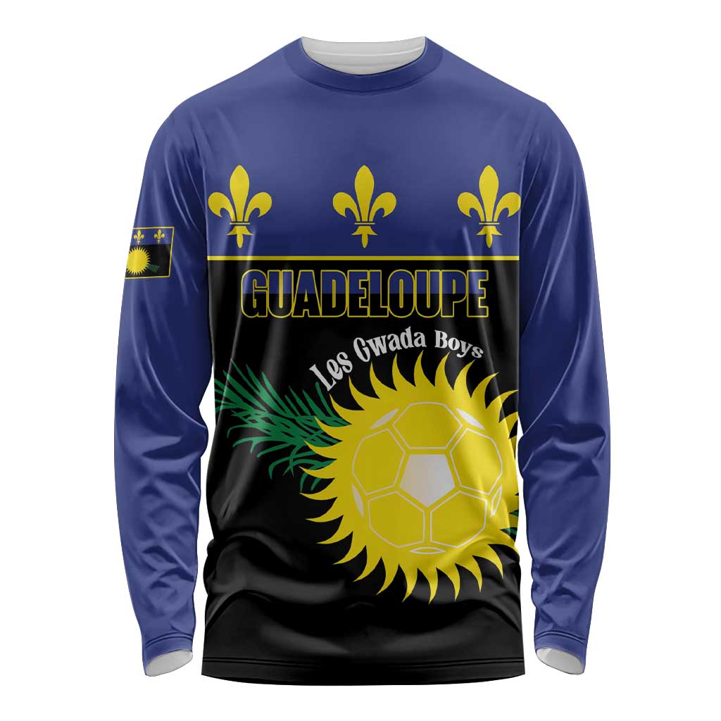 Custom Guadeloupe Football Long Sleeve Shirt Allez Gwada Boys - Wonder Print Shop