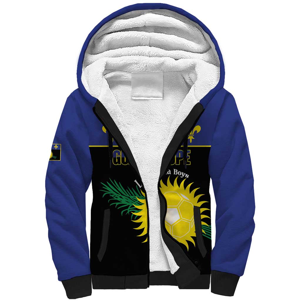 Custom Guadeloupe Football Sherpa Hoodie Allez Gwada Boys - Wonder Print Shop