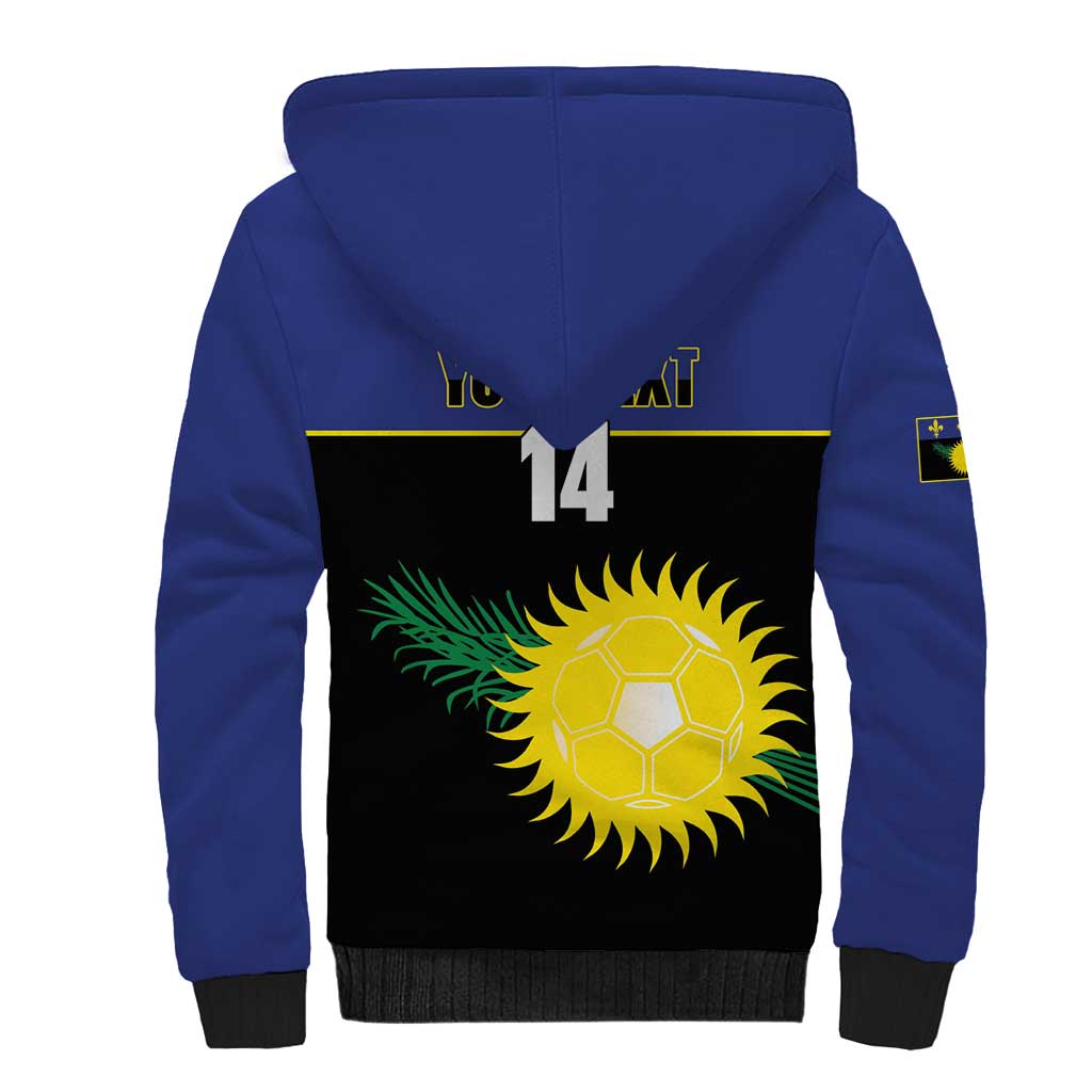 Custom Guadeloupe Football Sherpa Hoodie Allez Gwada Boys - Wonder Print Shop