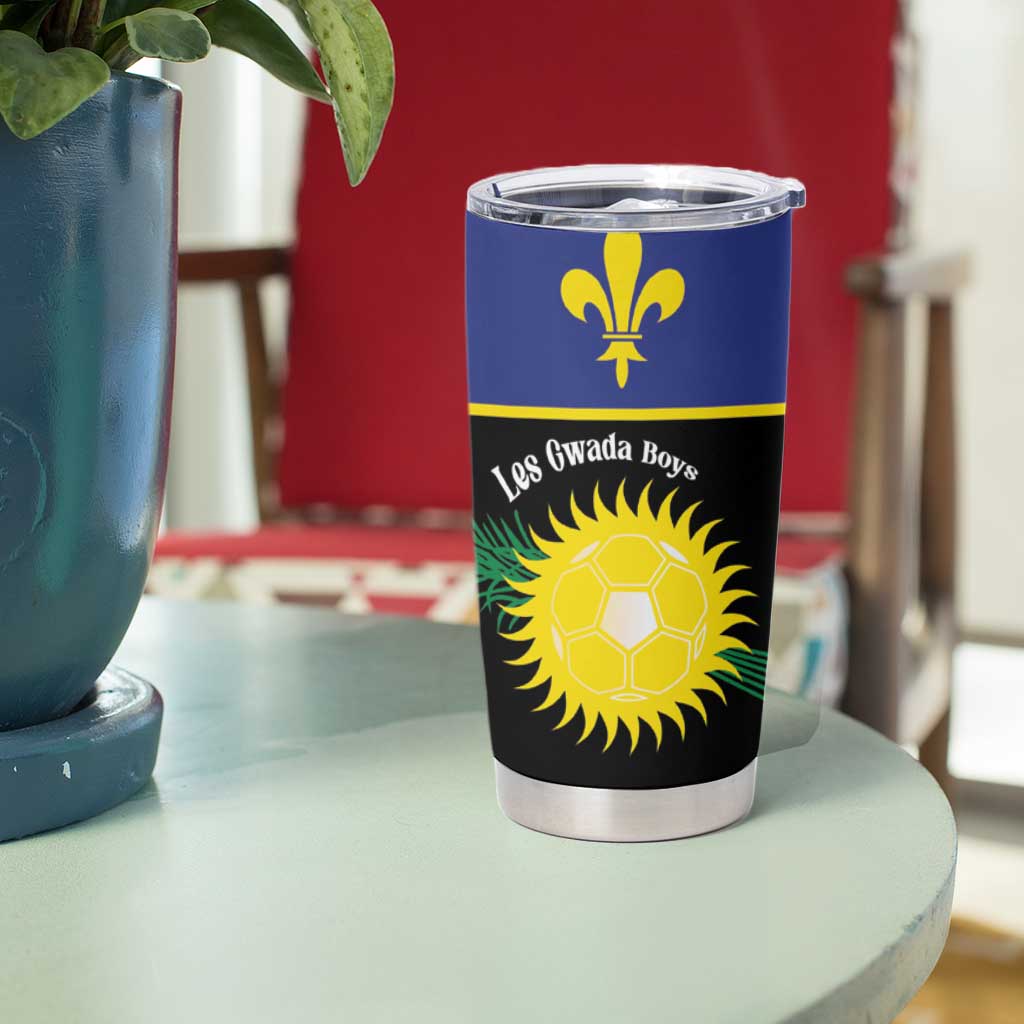 Custom Guadeloupe Football Tumbler Cup Allez Gwada Boys - Wonder Print Shop