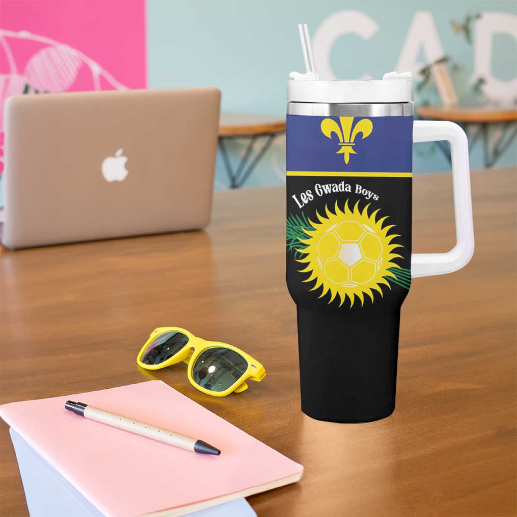 Custom Guadeloupe Football Tumbler With Handle Allez Gwada Boys - Wonder Print Shop
