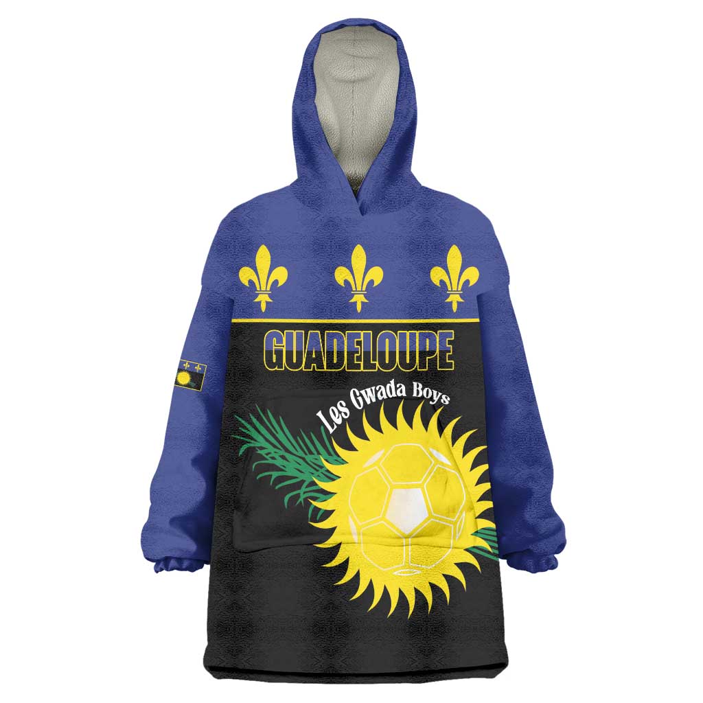 Custom Guadeloupe Football Wearable Blanket Hoodie Allez Gwada Boys - Wonder Print Shop