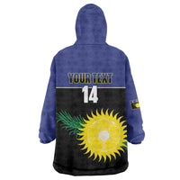 Custom Guadeloupe Football Wearable Blanket Hoodie Allez Gwada Boys - Wonder Print Shop