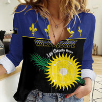 Custom Guadeloupe Football Women Casual Shirt Allez Gwada Boys - Wonder Print Shop
