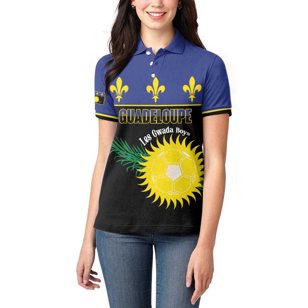Custom Guadeloupe Football Women Polo Shirt Allez Gwada Boys - Wonder Print Shop