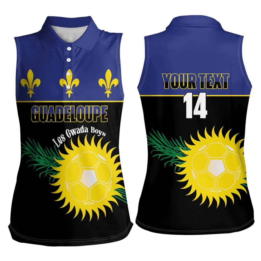 Custom Guadeloupe Football Women Sleeveless Polo Shirt Allez Gwada Boys - Wonder Print Shop