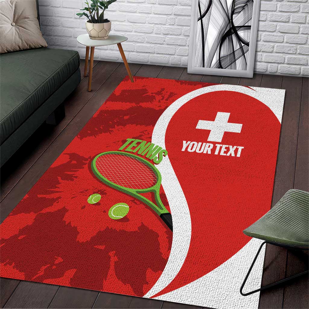 Personalised Switzerland Tennis Area Rug Swiss Born To Play - Wonder Print Shop