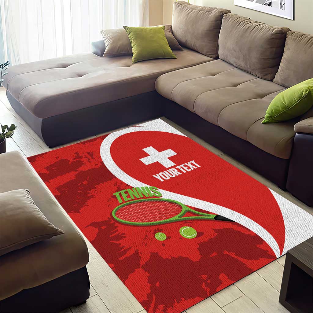 Personalised Switzerland Tennis Area Rug Swiss Born To Play - Wonder Print Shop