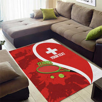 Personalised Switzerland Tennis Area Rug Swiss Born To Play - Wonder Print Shop