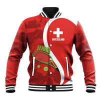 Personalised Switzerland Tennis Baseball Jacket Swiss Born To Play - Wonder Print Shop