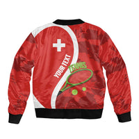 Personalised Switzerland Tennis Bomber Jacket Swiss Born To Play - Wonder Print Shop