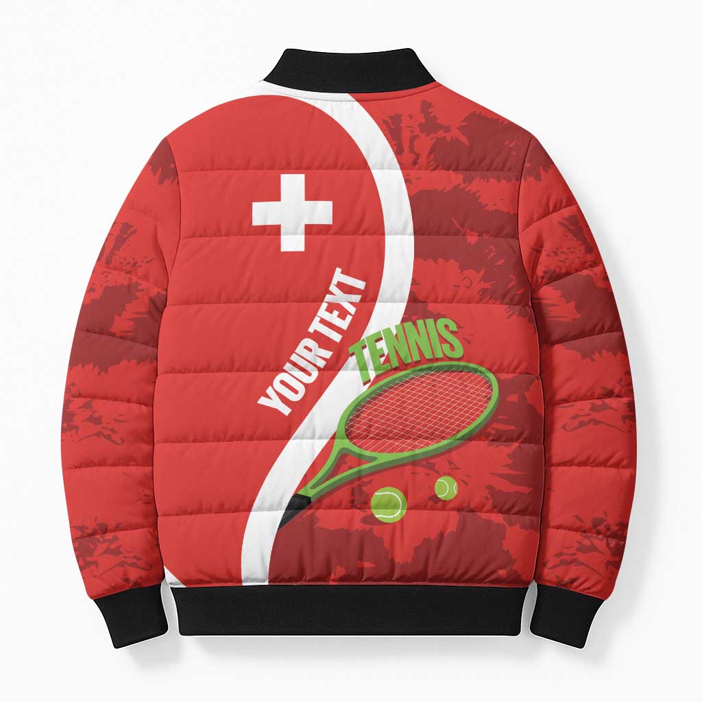 Personalised Switzerland Tennis Bomber Puffer Jacket Swiss Born To Play - Wonder Print Shop