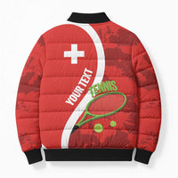 Personalised Switzerland Tennis Bomber Puffer Jacket Swiss Born To Play - Wonder Print Shop