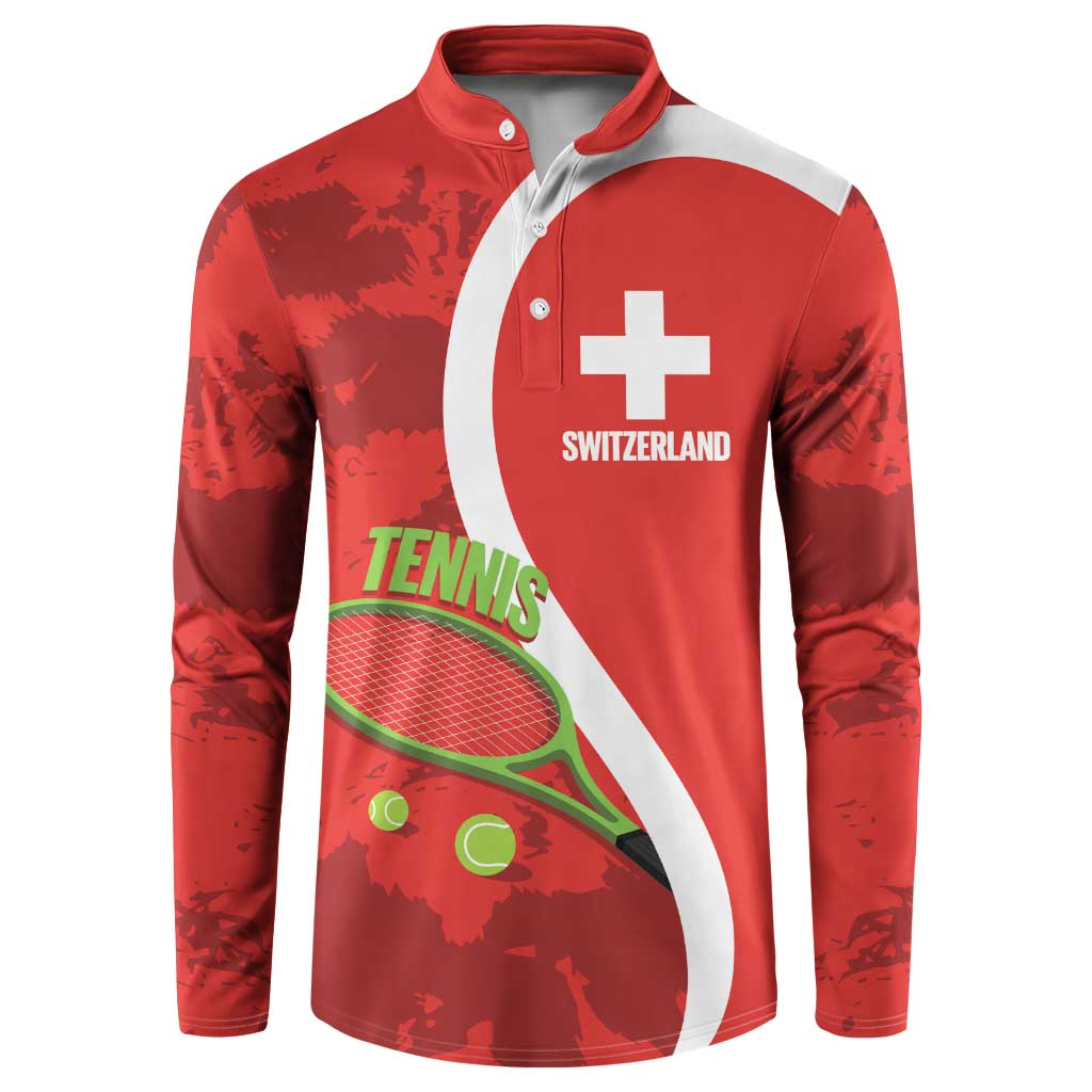 Personalised Switzerland Tennis Button Sweatshirt Swiss Born To Play - Wonder Print Shop