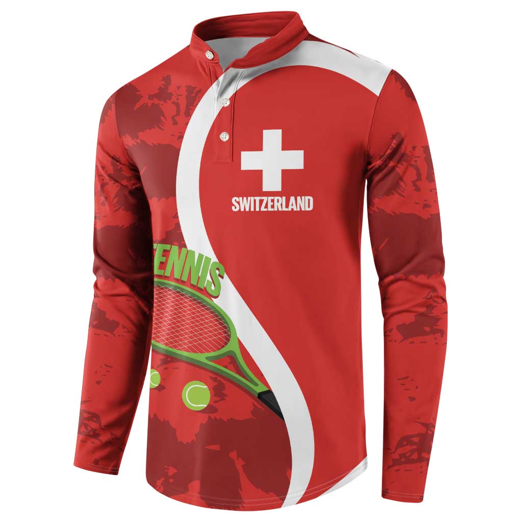 Personalised Switzerland Tennis Button Sweatshirt Swiss Born To Play - Wonder Print Shop