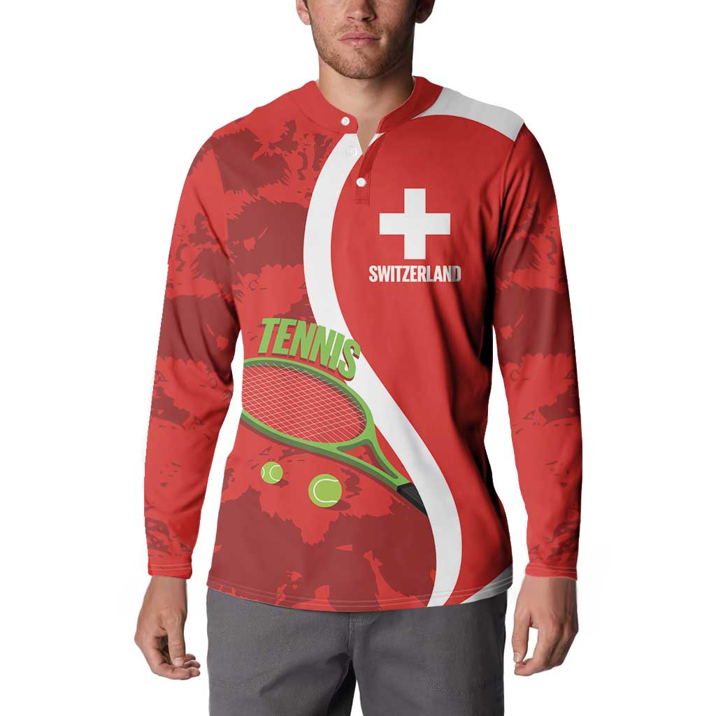 Personalised Switzerland Tennis Button Sweatshirt Swiss Born To Play - Wonder Print Shop