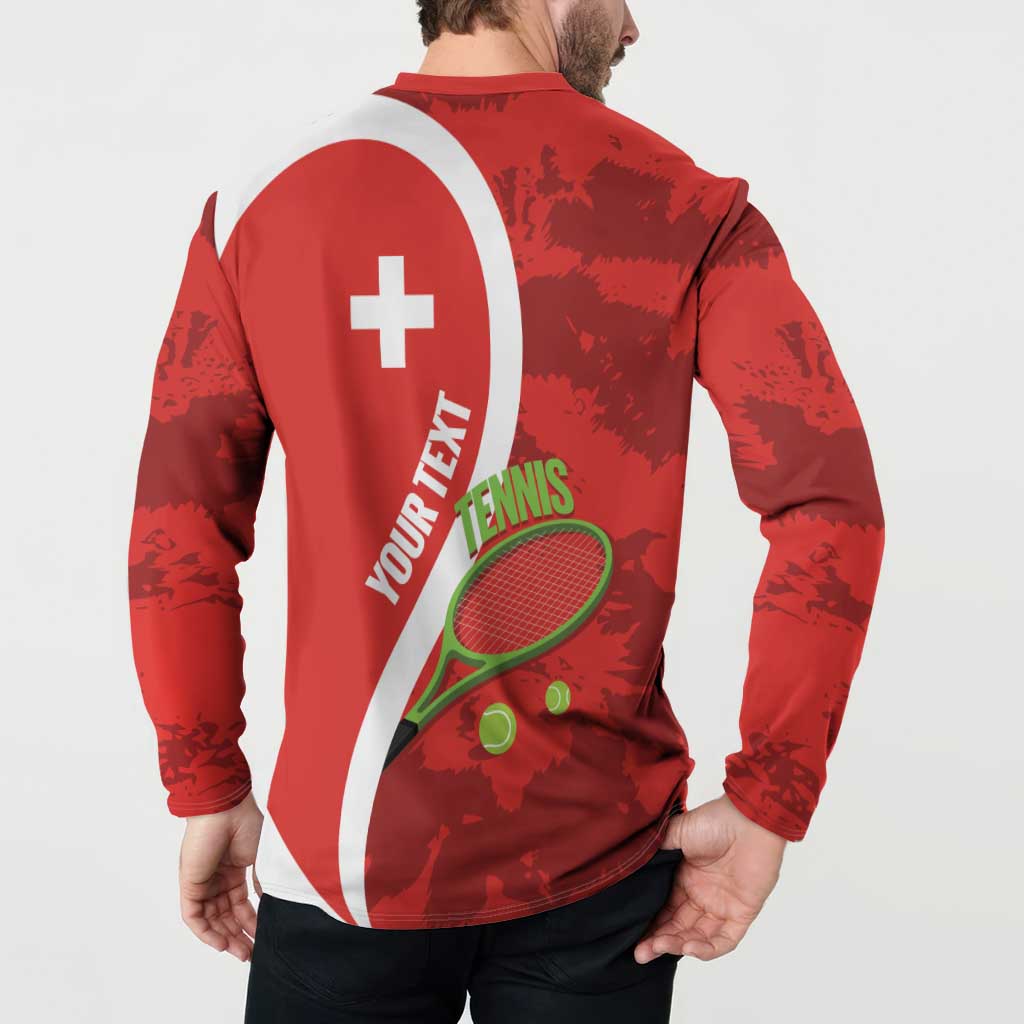 Personalised Switzerland Tennis Button Sweatshirt Swiss Born To Play - Wonder Print Shop