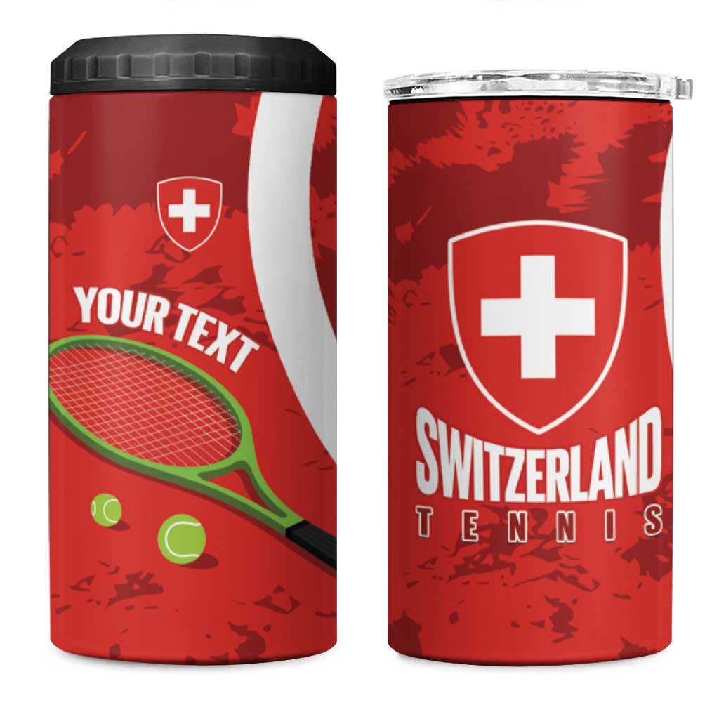 Personalised Switzerland Tennis 4 in 1 Can Cooler Tumbler Swiss Born To Play - Wonder Print Shop