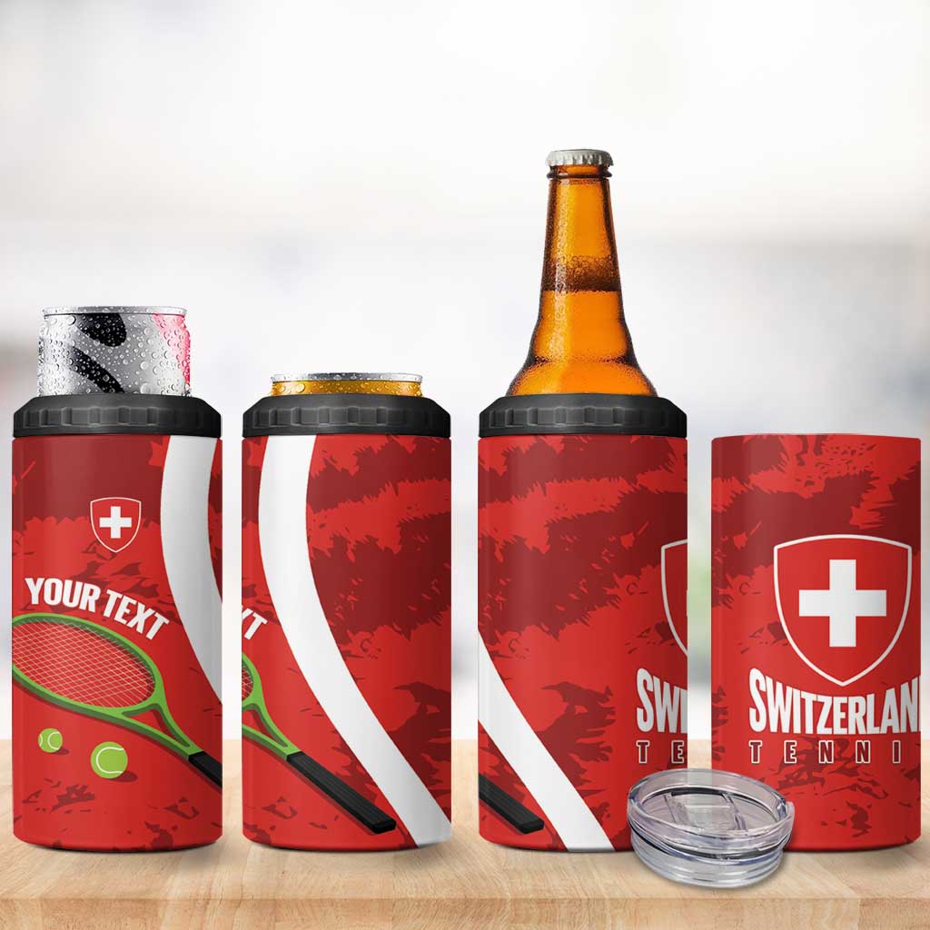 Personalised Switzerland Tennis 4 in 1 Can Cooler Tumbler Swiss Born To Play - Wonder Print Shop