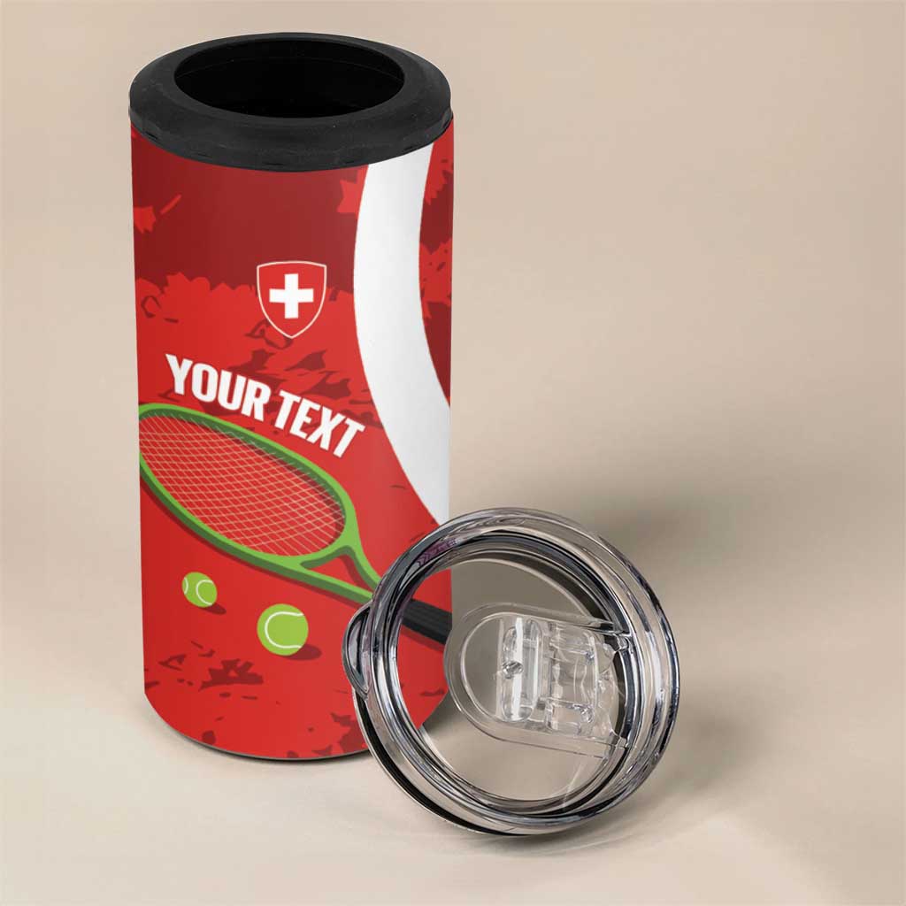 Personalised Switzerland Tennis 4 in 1 Can Cooler Tumbler Swiss Born To Play - Wonder Print Shop