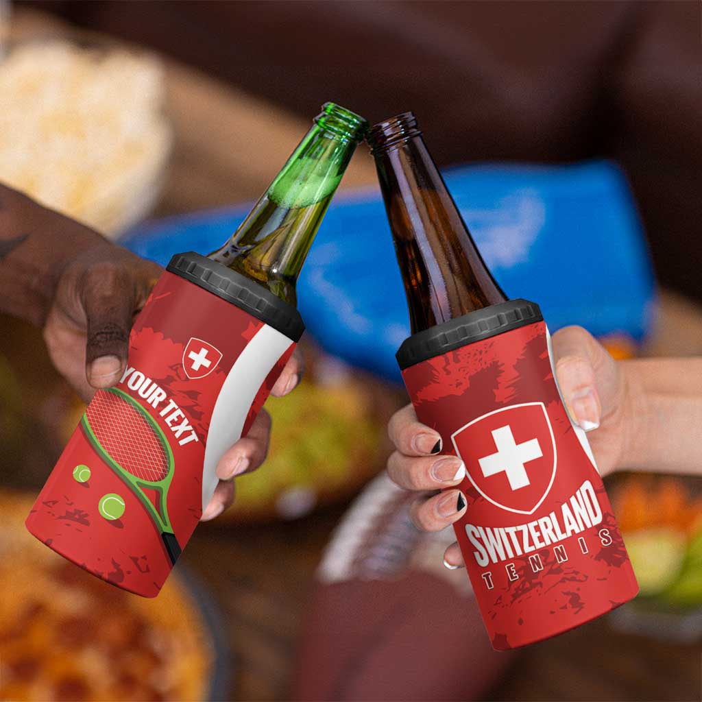 Personalised Switzerland Tennis 4 in 1 Can Cooler Tumbler Swiss Born To Play - Wonder Print Shop