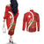 Personalised Switzerland Tennis Couples Matching Off The Shoulder Long Sleeve Dress and Long Sleeve Button Shirt Swiss Born To Play - Wonder Print Shop