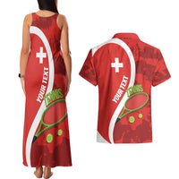 Personalised Switzerland Tennis Couples Matching Tank Maxi Dress and Hawaiian Shirt Swiss Born To Play - Wonder Print Shop