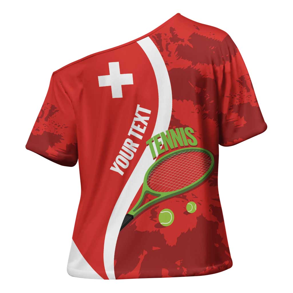 Personalised Switzerland Tennis Cross Shoulder Shirt Swiss Born To Play - Wonder Print Shop