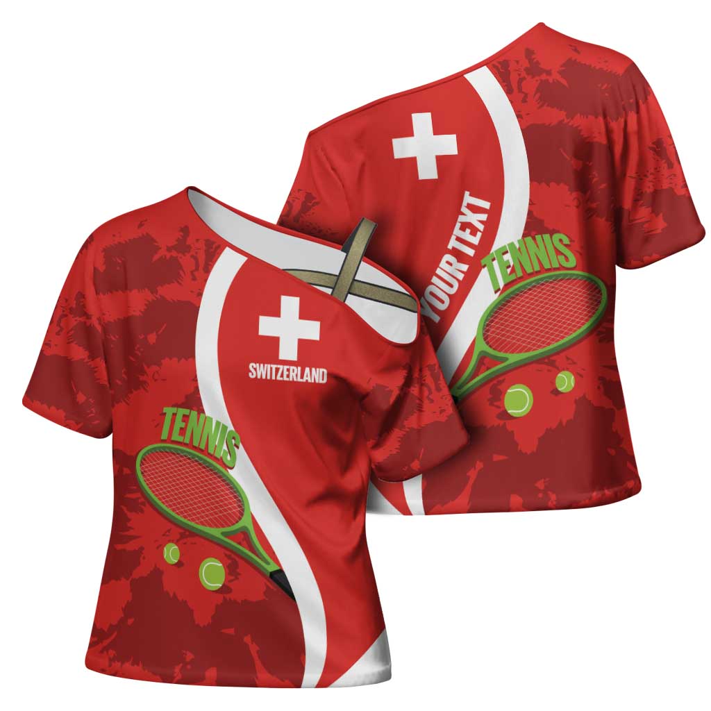 Personalised Switzerland Tennis Cross Shoulder Shirt Swiss Born To Play - Wonder Print Shop