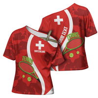 Personalised Switzerland Tennis Cross Shoulder Shirt Swiss Born To Play - Wonder Print Shop
