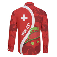 Personalised Switzerland Tennis Family Matching Long Sleeve Bodycon Dress and Hawaiian Shirt Swiss Born To Play - Wonder Print Shop