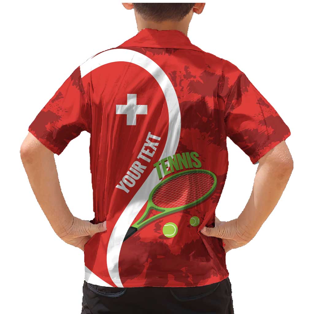 Personalised Switzerland Tennis Family Matching Mermaid Dress and Hawaiian Shirt Swiss Born To Play - Wonder Print Shop