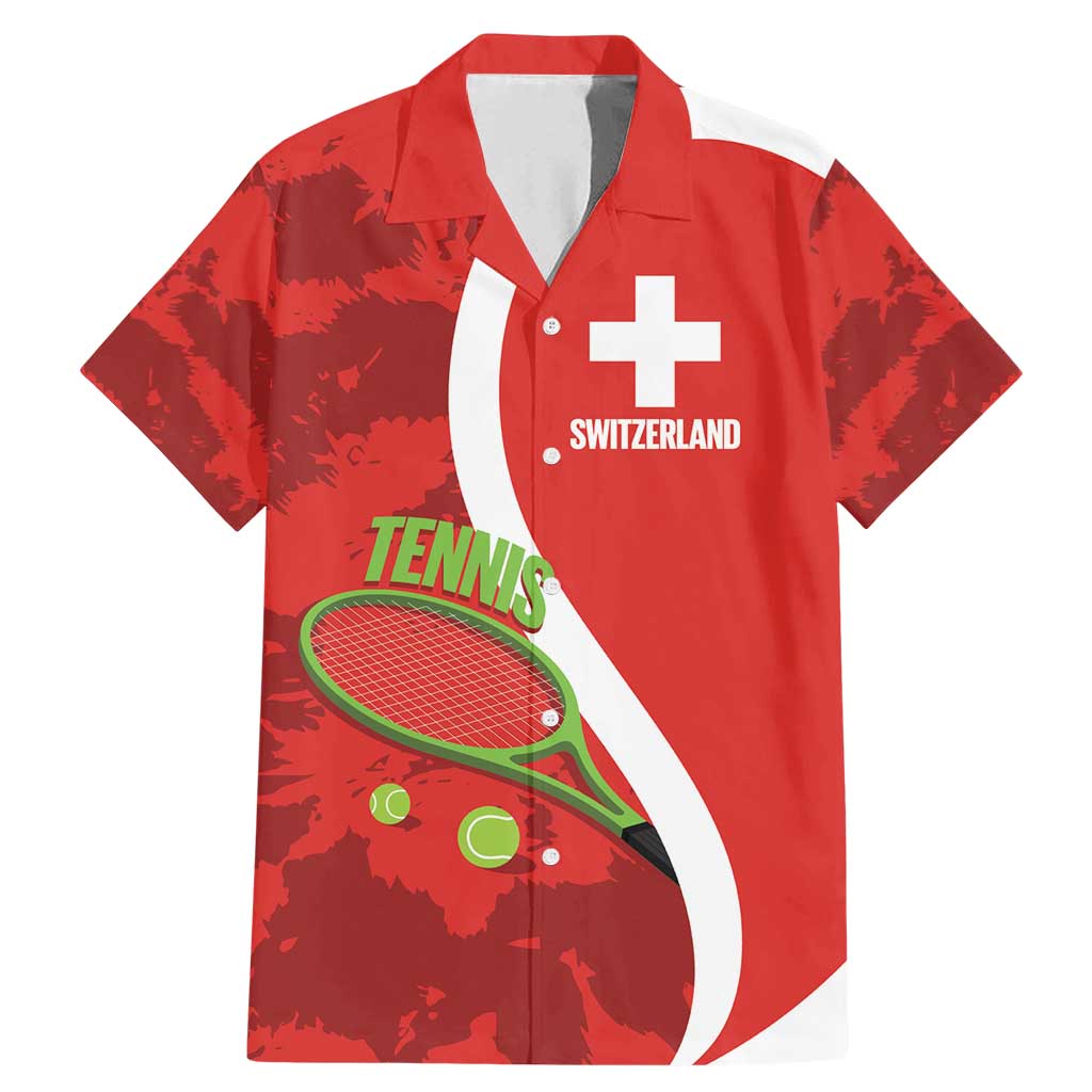 Personalised Switzerland Tennis Family Matching Mermaid Dress and Hawaiian Shirt Swiss Born To Play - Wonder Print Shop