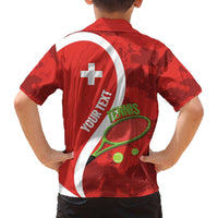 Personalised Switzerland Tennis Family Matching Off The Shoulder Long Sleeve Dress and Hawaiian Shirt Swiss Born To Play - Wonder Print Shop